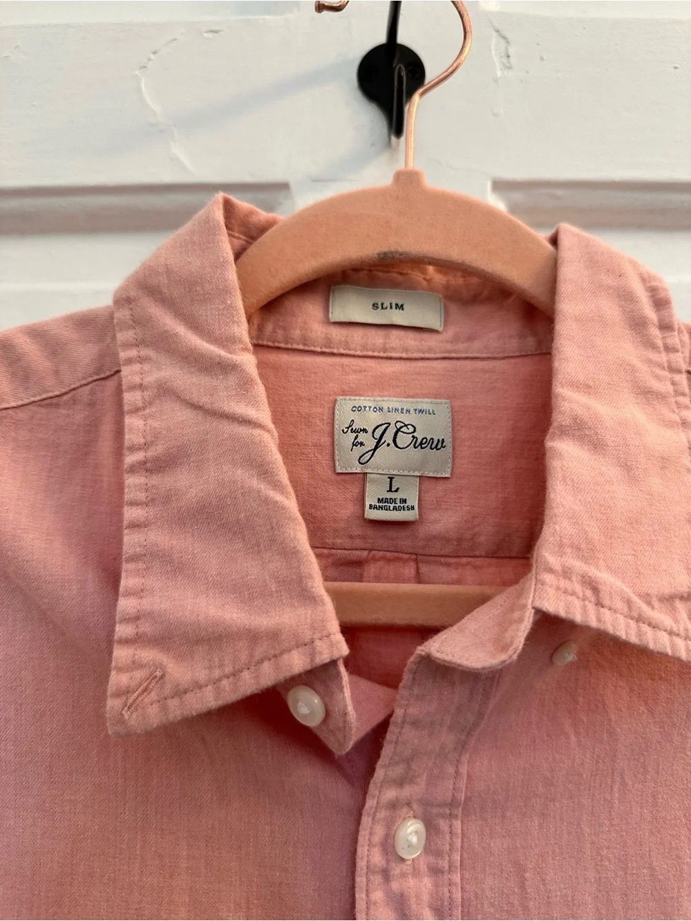 J. Crew Men's Long-Sleeve Button-Down Shirt in Light Pink